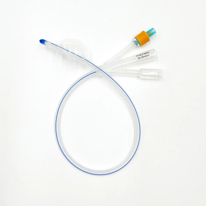 3-Way Silicone Foley Catheter for Bladder Irrigation, 100% Silicone, Sterile Single Use - 